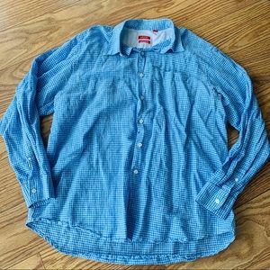 Blue gingham Izod linen shirt